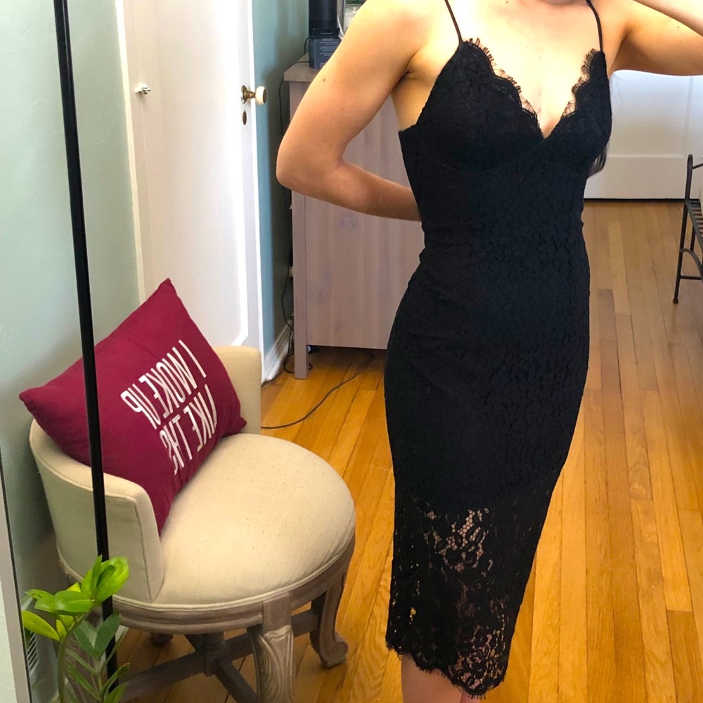 Bardot lace overlay dress
